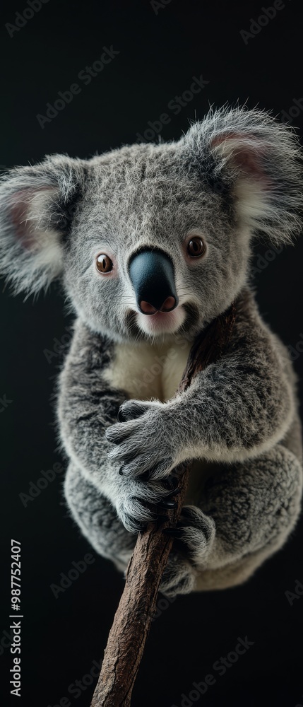 Naklejka premium Close-up portrait of a koala looking at the camera.
