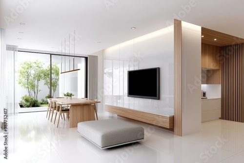 modern living room interior design with a television