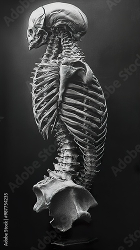 Detailed Human Skeleton Anatomy - Black and White