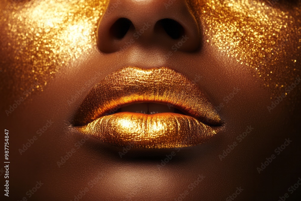 Luxurious Gold Makeup Close-Up