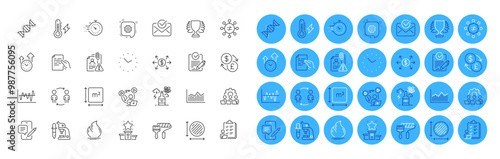 Hold document, Timer and Alcohol addiction line icons pack. Winner, Winner podium, Checklist web icon. Electricity power, Search employee, Rfp pictogram. Video conference, Teamwork. Vector