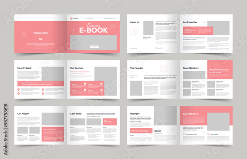 E-Book Layout, Landscape Minimal eBook Template, Brochure Design, A4 Template