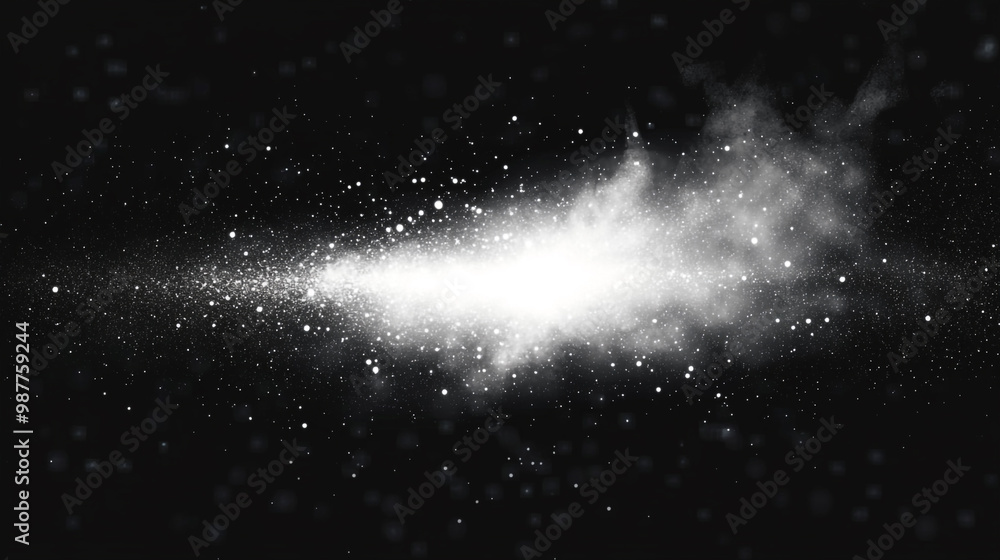 Obraz premium A Beautiful View of the Night Sky Filled with Stars and Galaxies, Glowing star trail in dark space exploration night.