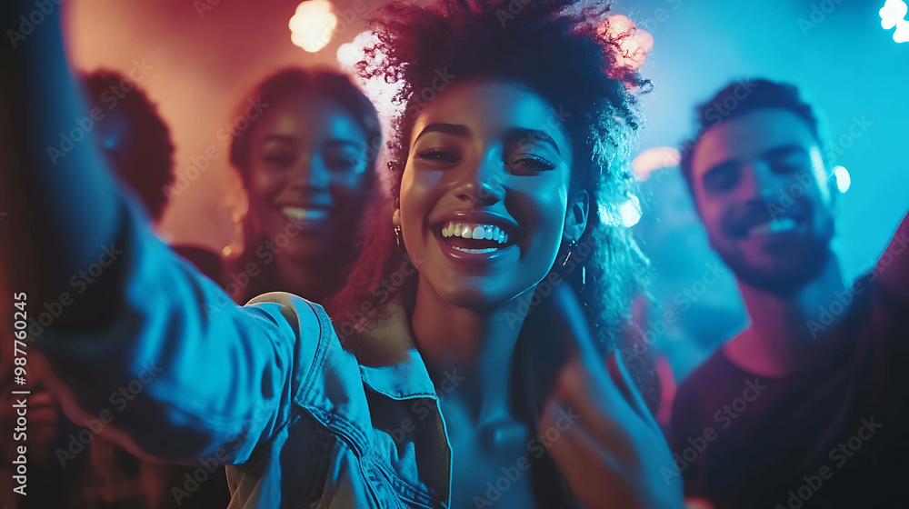 Happy friends take a selfie at a party. Happy friends take a selfie at a party.