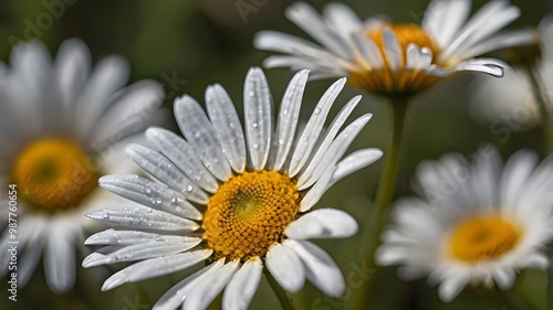 a close up photo of a daisy flower with blur background