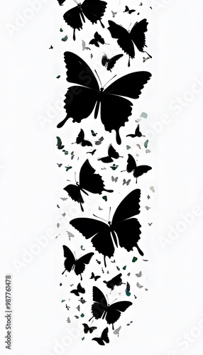 black and white butterfly background with butterflies set of butterflies silhouettes butterflies on a white background