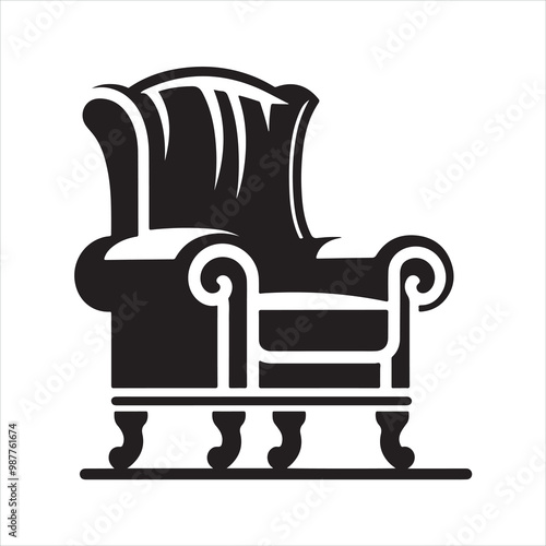 Chair icon silhouette on white background
