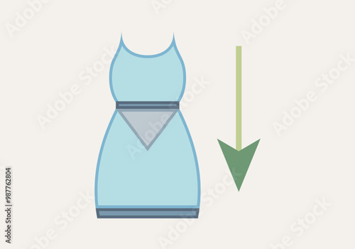 Vestido azul con flecha hacia abajo de bajar peso