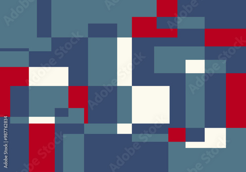 Fondo de formas geométricas rectas abstractas de color azul, blanco y rojo