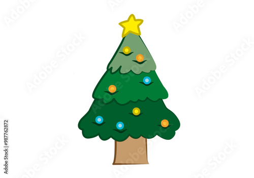 Wallpaper Mural Pino o abeto de navidad con bolas y estrellas Torontodigital.ca