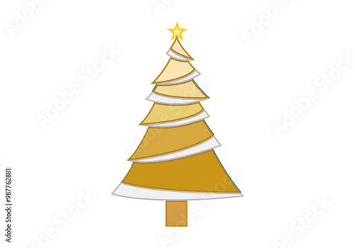 Árbol de navidad dorado con estrella y guirnaldas 