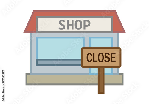 Tienda o pequeño negocio con cartel de cerrado