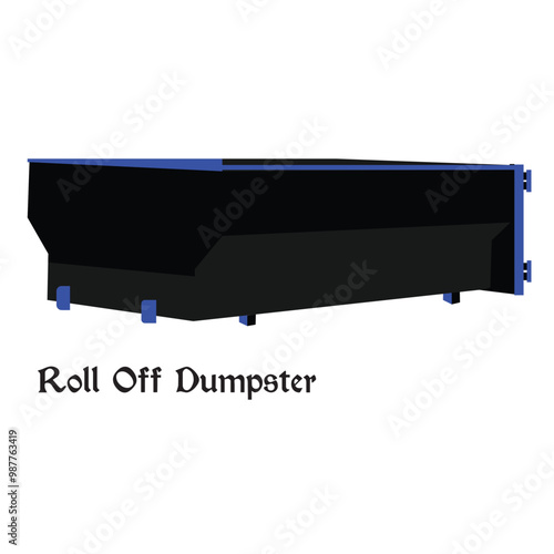 Roll off dumpster, vector illustration of dumpster, junk removal, hauling