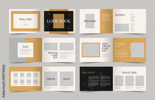 Landscape Minimal Fashion Lookbook Template Layout, Minimal Lookbook Design