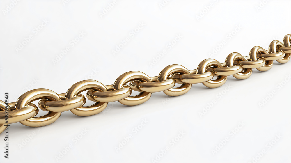 Fototapeta premium Golden chain lying on white background representing wealth and luxury