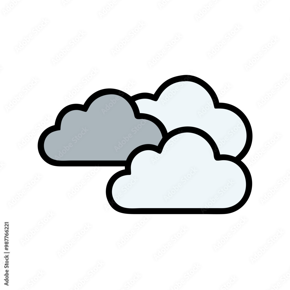 Cloudy weather icon with multiple clouds. Cloudy weather icon with multiple clouds.