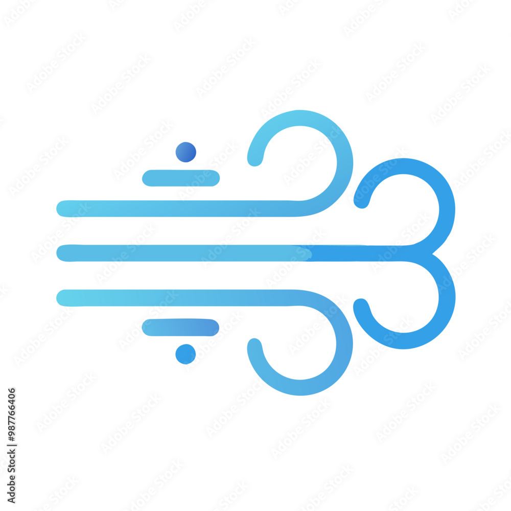 Wind icon with air flow lines, blue gradient vector design Wind icon with air flow lines, blue gradient vector design