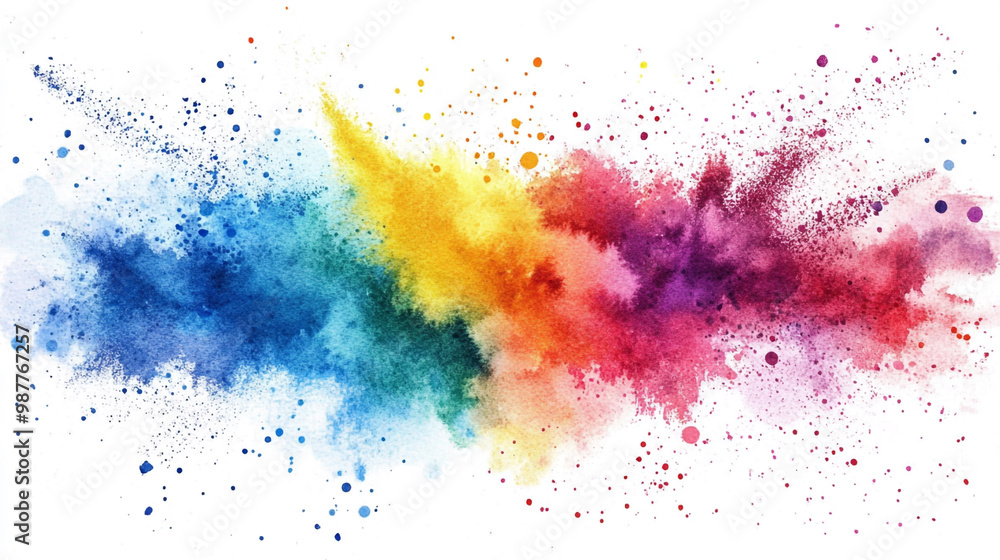Fototapeta premium Gradient vibrant colored watercolor painted grunge brushed background, Abstract Watercolor Splashes Wallpaper, 