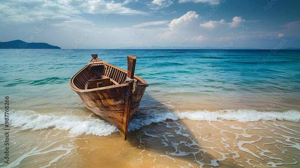 Sitting aboard an ancient wooden fisher boat listening to the tranquil sound of waves breaking onto the shore