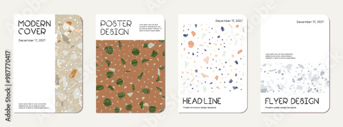 School diary cover design. Terrazzo abstract