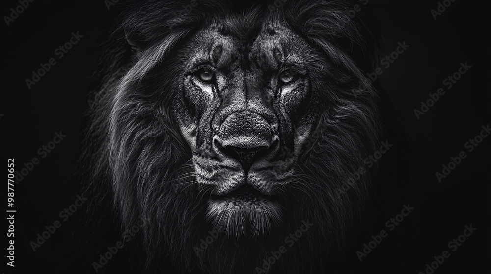 Majestic Lion Close Up in Black and White Majestic Lion Close Up in Black and White