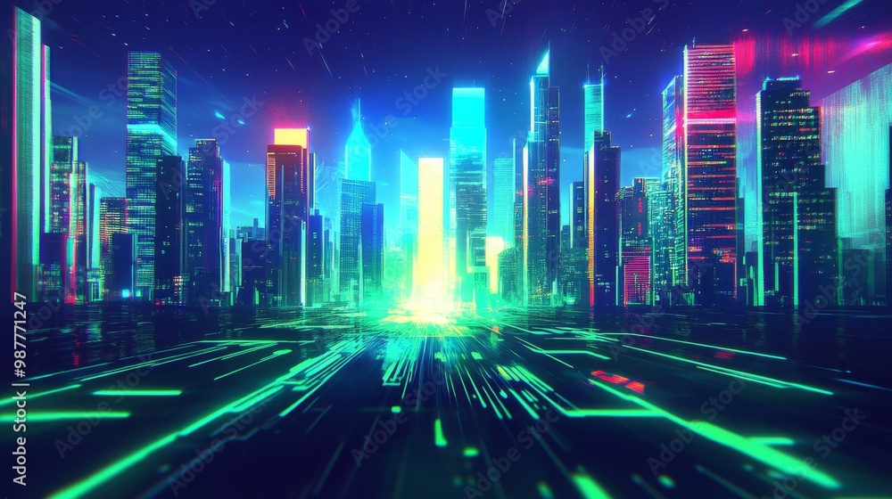 Dynamic Cyber Monday Poster with Bold Neon Accents and Digital Art Dynamic Cyber Monday Poster with Bold Neon Accents and Digital Art