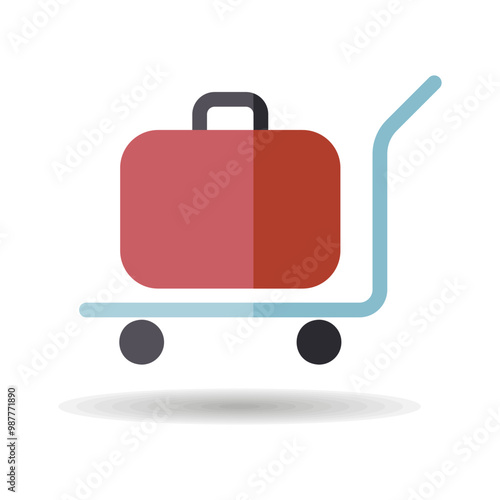 Baggage, luggage, suitcases on trolley vector icon