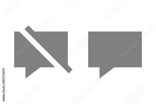 No message in conversation bubble illustration in both variations isolated. Vector icons in flat style