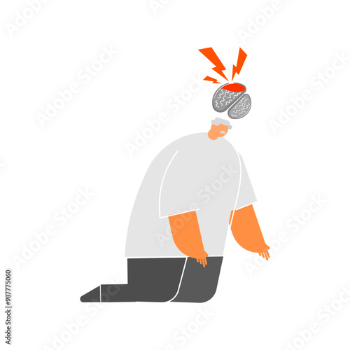 Cerebrovascular accident in Elderly people cartoon character.