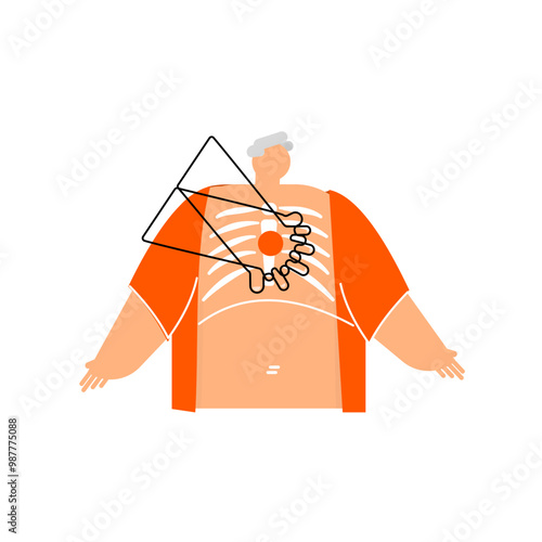 Cartoon character for the Cardiopulmonary resuscitation by one  person and hand only CPR.