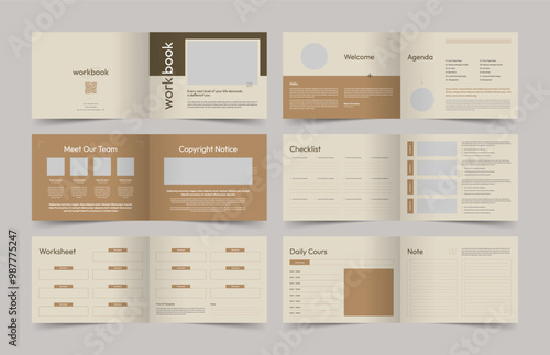Coaching Workbook Template, Landscape Course Workbook Layout, Work Book Magazine