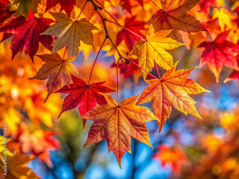 Vibrant Autumn Maple Leaves Displaying Rich Colors of Red, Orange, and Yellow in Nature's Beauty Vibrant Autumn Maple Leaves Displaying Rich Colors of Red, Orange, and Yellow in Nature's Beauty
