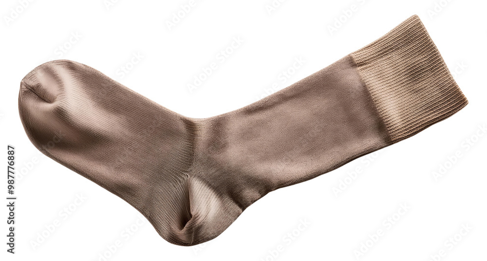 Beige Cotton Sock Isolated on Transparent Background. Beige Cotton Sock Isolated on Transparent Background.