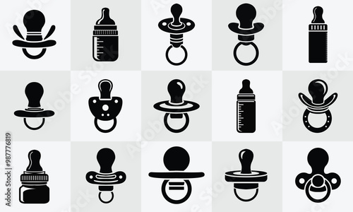 Pacifier baby set icon vector illustration