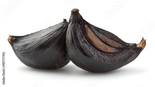 Wallpaper Mural Peeled Black Garlic Clove with Glossy Surface and Chewy Texture on White Background Torontodigital.ca