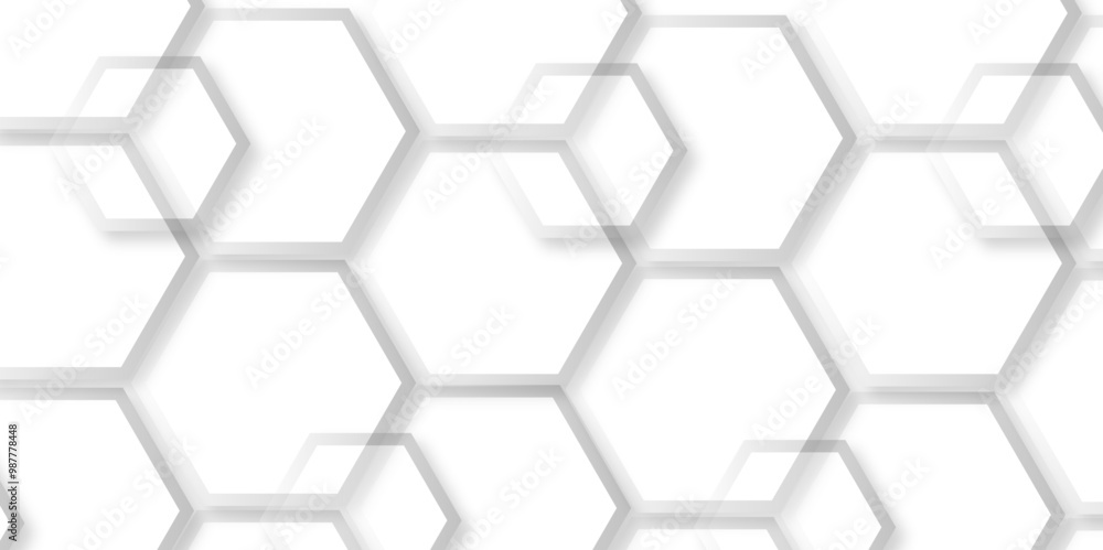 Geometric Background with overlapping hexagon shapes in grey and white, with space for text. Modern Abstract geometric Background, light color, motion, sport, lines. Poster, wallpaper, Landing page. Geometric Background with overlapping hexagon shapes in grey and white, with space for text. Modern Abstract geometric Background, light color, motion, sport, lines. Poster, wallpaper, Landing page.