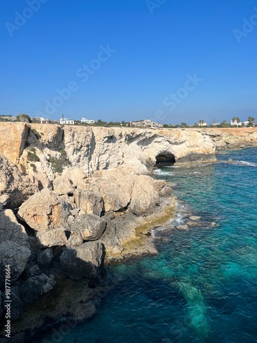 Love bridge near Ayia Napa in Cyprus. Sea caves on coastline between Agia Napa and Cavo Greco National park. photo