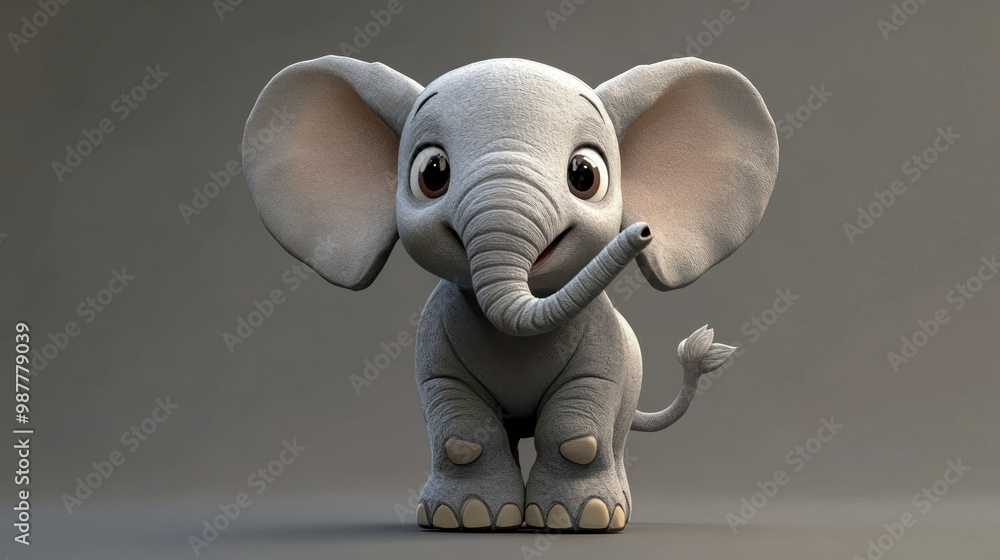 A Cute Cartoon Elephant with Big Ears and Wide Eyes A Cute Cartoon Elephant with Big Ears and Wide Eyes