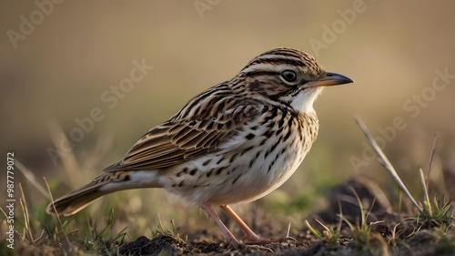  skylark bird close up with blur background