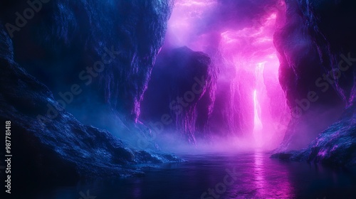 Wallpaper Mural Dark mountain peaks glow under vibrant neon auroras design picture Torontodigital.ca