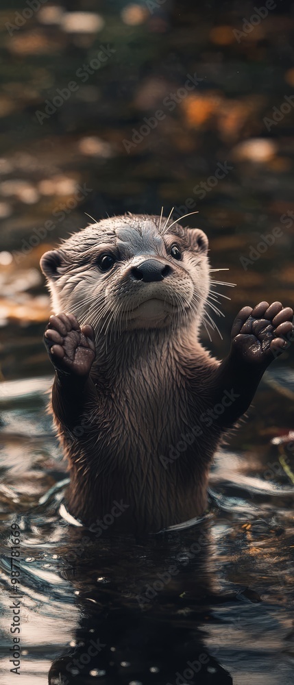 Curious Otter in Water. Curious Otter in Water.