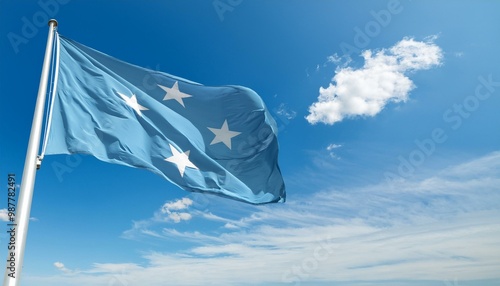 ミクロネシアの国旗(waving national flag of Micronesia.) 