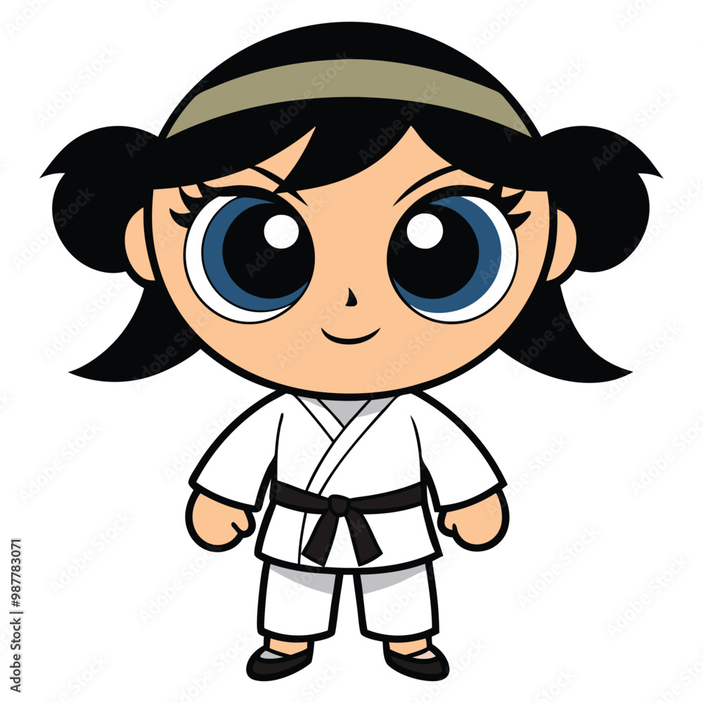 Cartoon girl doing practicing karate Cartoon girl doing practicing karate