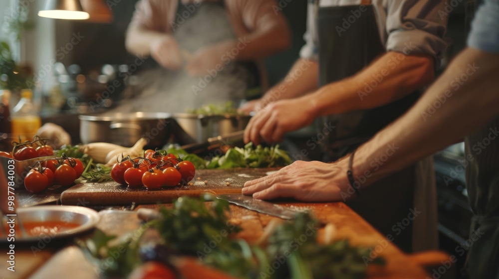 Travelers creating zero-waste meals from holographic recipe books that only use locally grown ingredients Travelers creating zero-waste meals from holographic recipe books that only use locally grown ingredients