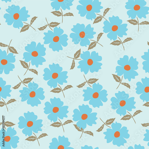 Wallpaper Mural flower, pattern, seamless, floral, flowers, vector, design, nature, wallpaper, spring, art, illustration, summer, texture, decoration, pink, daisy, plant, flora, color, yellow, bloom, leaf, beauty, ga Torontodigital.ca