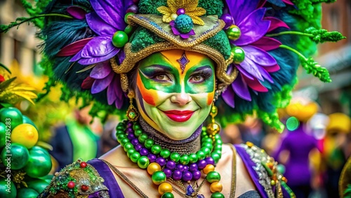 Vibrant Mardi Gras Colors Celebrating Festivity and Culture with Purple, Green, and Gold Hues