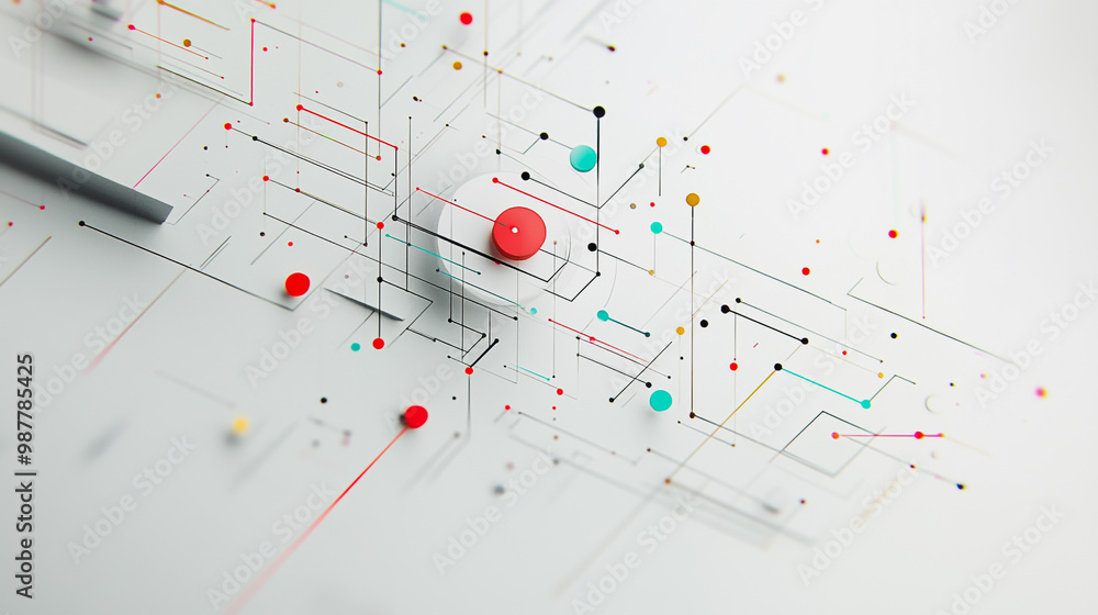 Abstract white background with Colorful geometric and circle lines. Digital future technology . Abstract business connection of lines from nodes innovation of communication in the network. Abstract white background with Colorful geometric and circle lines. Digital future technology . Abstract business connection of lines from nodes innovation of communication in the network.