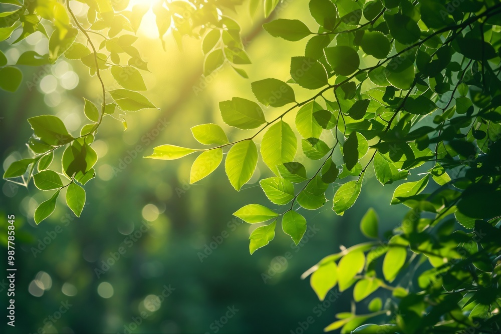 Green leaves with sunlight shining through them. Green leaves with sunlight shining through them.