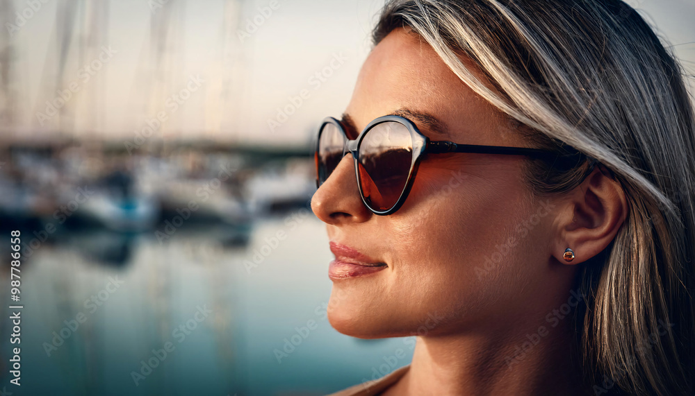 Portrait with Reflections of Boats in Sunglasses Portrait with Reflections of Boats in Sunglasses