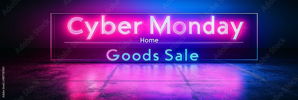 A neon sign in bright pink and blue glowing with A neon sign in bright pink and blue glowing with